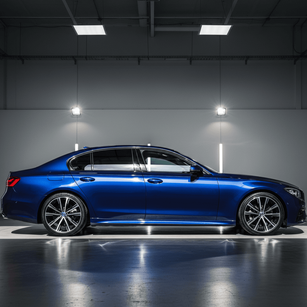 Car displaying UV-protected paint finish in bright sunlight