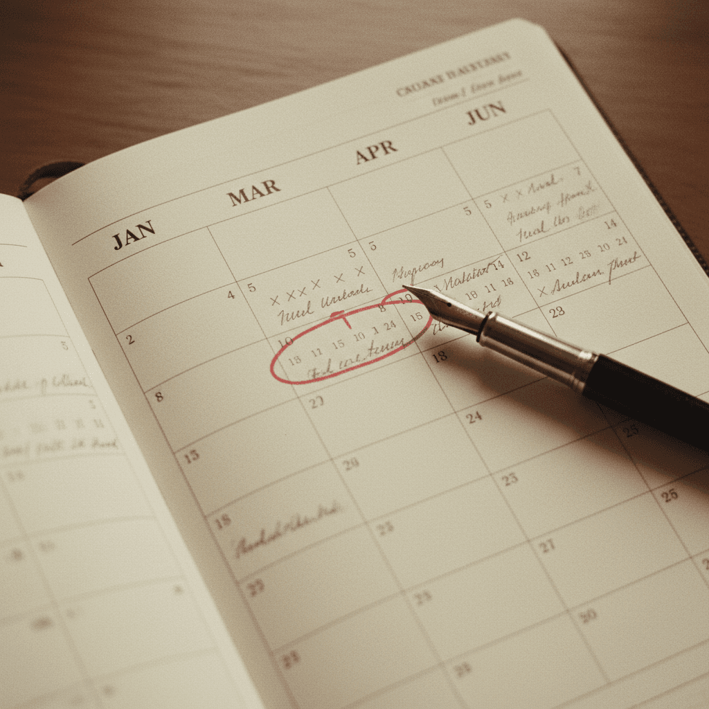 Calendar showing marked months representing subscription commitment