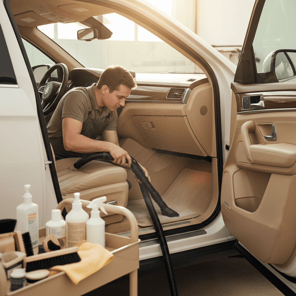 Interior deep cleaning with professional extraction equipment