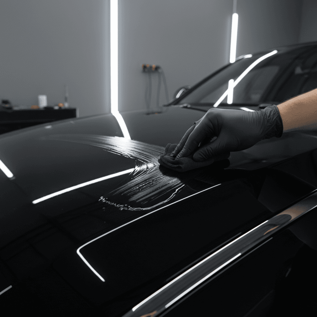 Ceramic coating application on vehicle paint