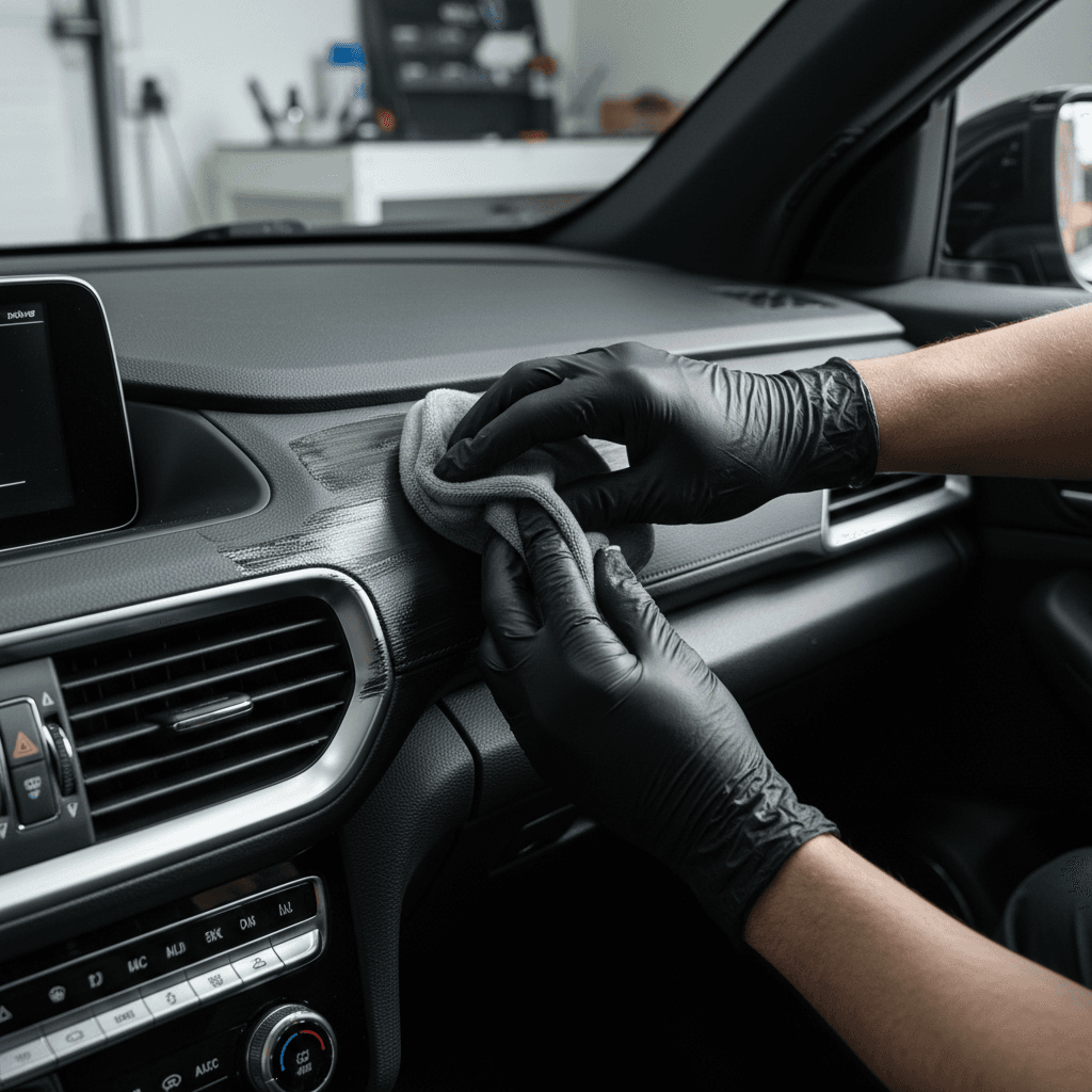 Detailer conditioning and protecting vehicle dashboard