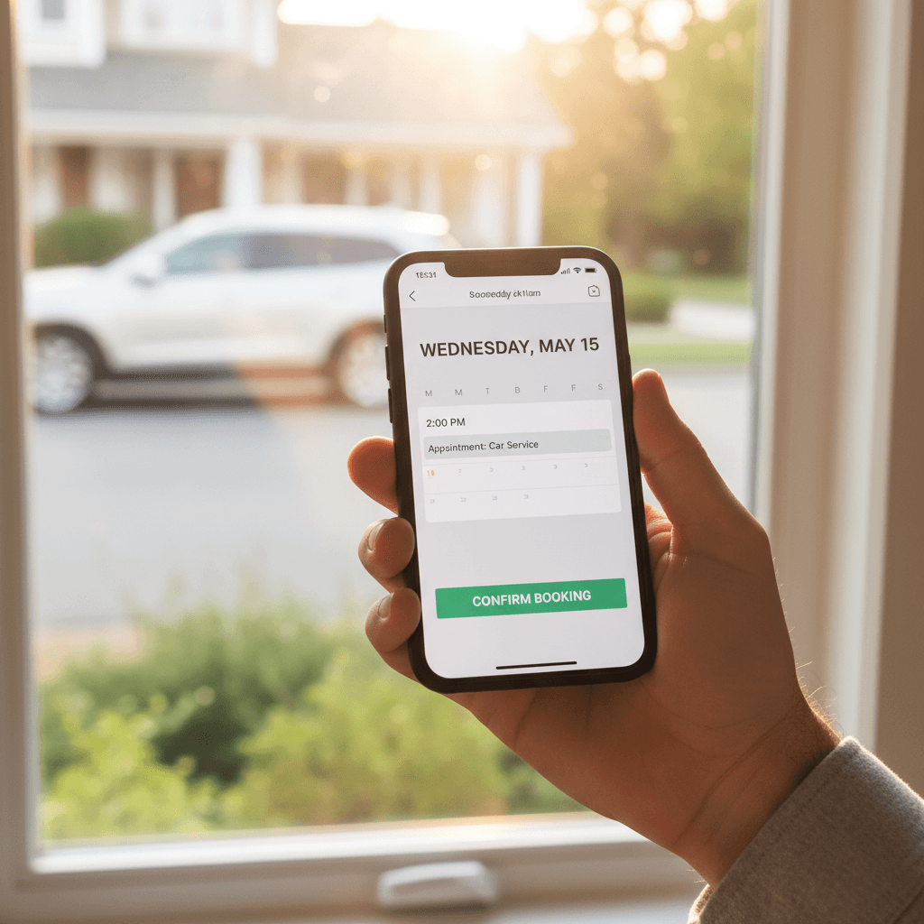 Customer booking a mobile car wash appointment on their smartphone