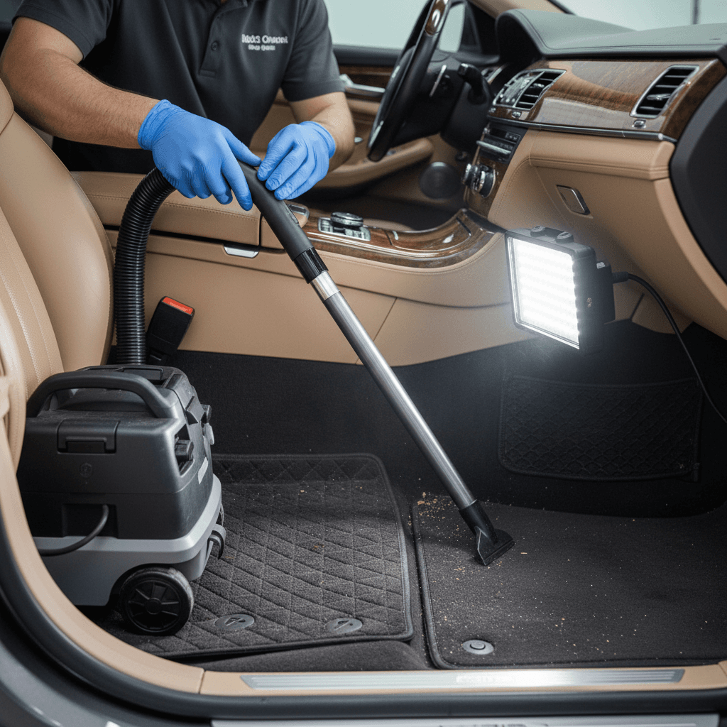 Interior vacuum and wipe