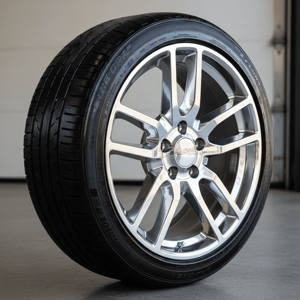 Tires and wheels restored to pristine condition with professional cleaning and shine