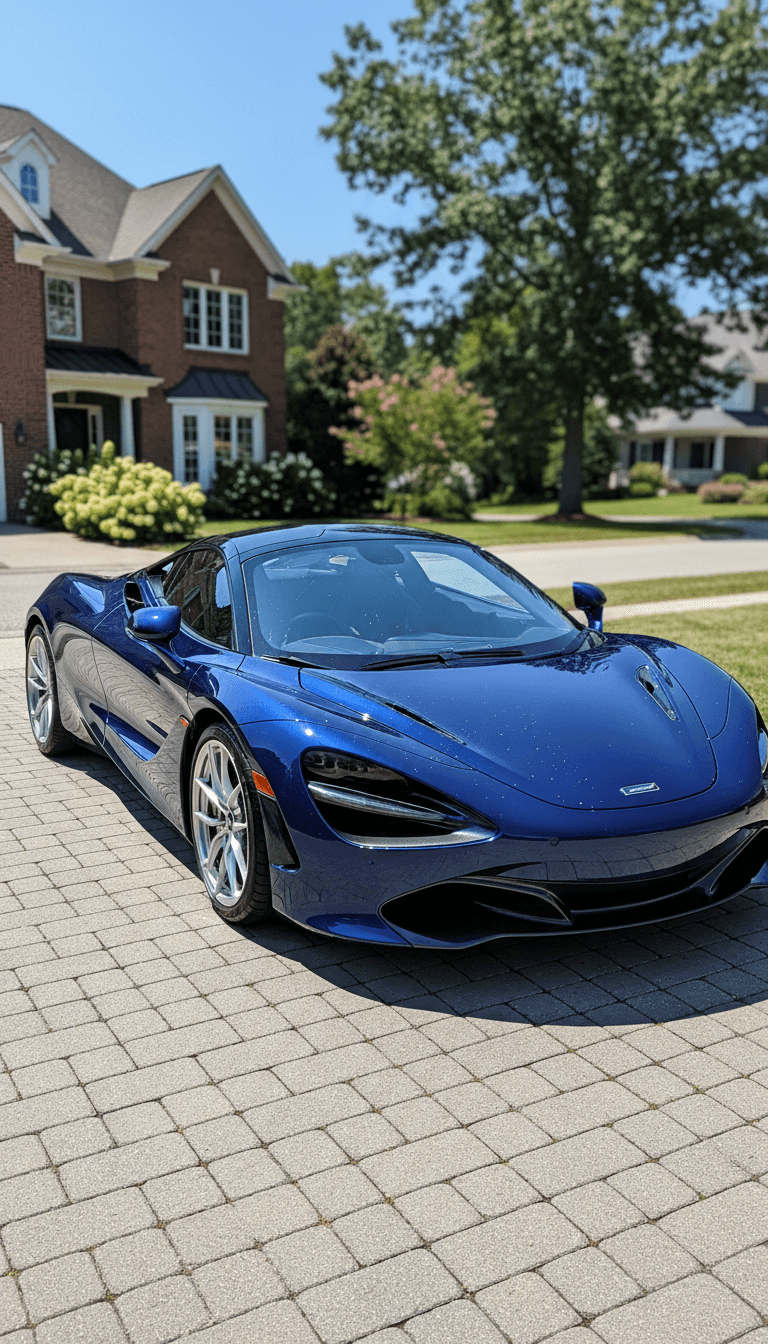 Freshly detailed car on residential driveway