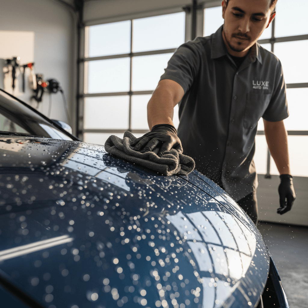 Michael Fisher detailing a vehicle with professional care