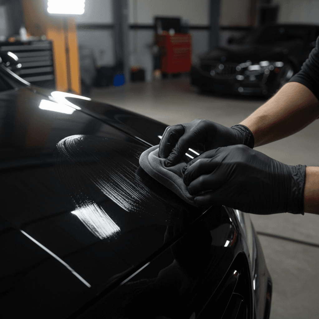 Ceramic coating application on vehicle